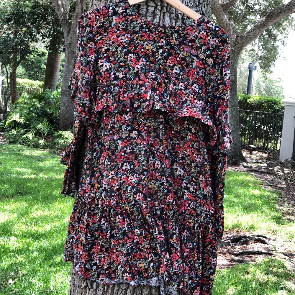 Zara Trafaluc Floral Ruffle Dress